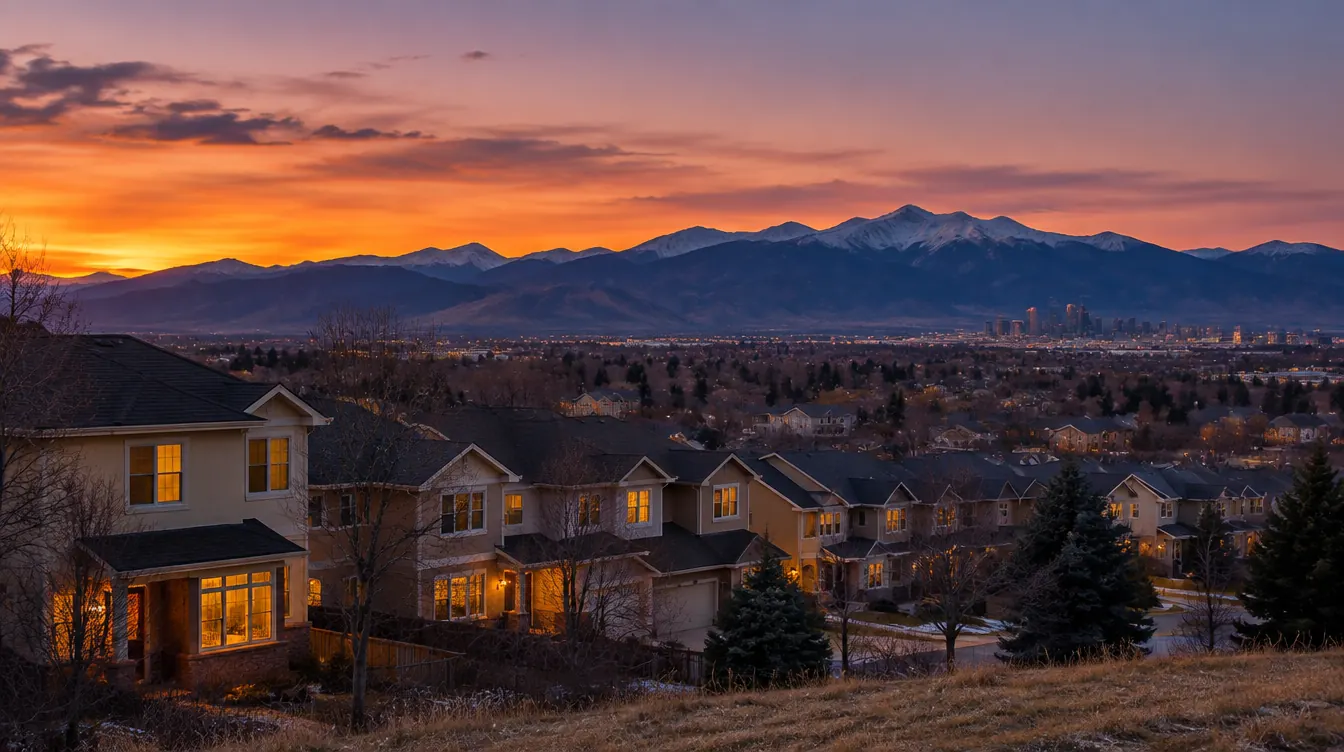 Denver neighborhood at dusk where emergency mold help is one phone call away